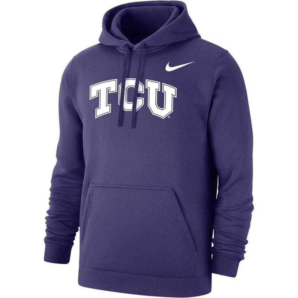Nike Men's TCU Club Fleece Logo Hoodie Purple, Large - NCAA Men's